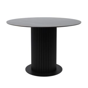 Стол РАУНД,керамика 2 кат. Д 1100, Камень черный Wacom pulido/ Черный матовый