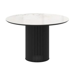 Стол ASKAR ROUND-116, нераздвижной круглый 116, BRECHA GLOSS PREMIUM CER/Черный