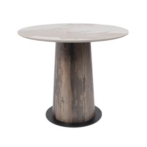 Стол AV 2317, МДФ+керамика, нераздвижной 900 белый, глянцевый PANDORA/черный+HPL Ипанема