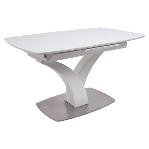 Стол НОТР ДАМ MODERNE, стекло Optiwhite 1400(1800)*850, Белый/Белый Муар