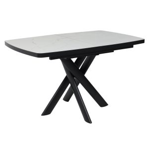 Стол LEONEL-130, раздвижной 130(165)х85, Кварцит-HPL/Черный