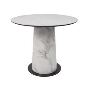 Стол AV 2317, МДФ+керамика, нераздвижной 900 белый, матовый SNOW WHITE/черный+HPL Виктори натуральный