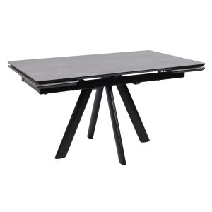 Стол JACK-140, раздвижной 140(30+30)х85, STONE GREY ST CER/Черный