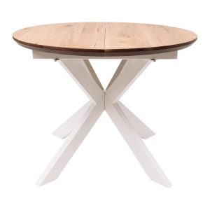 Стол РАУНД раздвижной, d100(140)*75, дуб натуральный/белый (ПрР-4 DSW (02) КСЕ/Р-80)