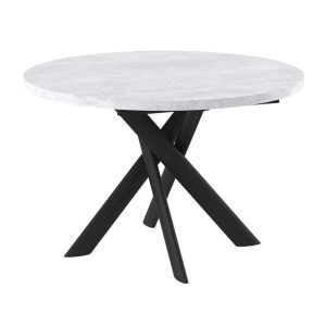 Стол RONALDO-120, круглый раздвижной 120(160), СЕРЫЙ СЛАНЕЦ/Черный