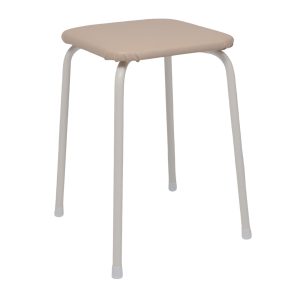 Табурет квадратный "Пенек крепкий 224", с ЛДСП,  ваниль/белый