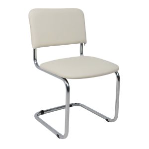 Кресло СЛАВИЯ, кремовый кожзам/хром