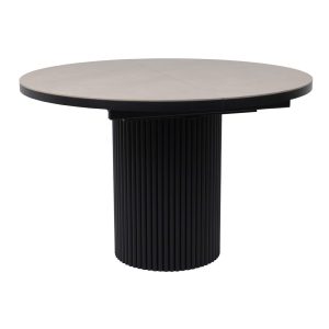 Стол ASKAR ROUND SLIDE-116, раздвижной круглый 116(156), BAYONA IVORY PREMIUM CER/Черный