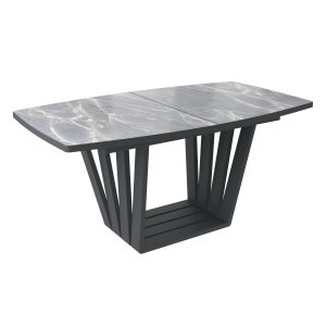 Стол KAMERON раздвижной, 1600(2050)*900 HPL-пластик Серый камень Manaus/черный