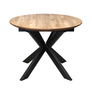 Стол РАУНД раздвижной, d100(140)*75, дуб натуральный/черный (ПрР-4 DSW (02) КСЕ/Р-80)