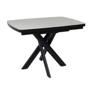 Стол LEONEL-110, раздвижной 110(145)х80, Кварцит-HPL/Черный