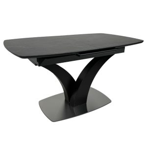 Стол НОТР ДАМ MODERNE, керамика 0 кат. 1400(1800)*850, Камень черный Greys Black /Черный матовый