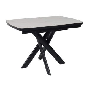 Стол LEONEL-110, раздвижной 110(145)х80, COROLLA WHITE GLOSS ST CER/Черный